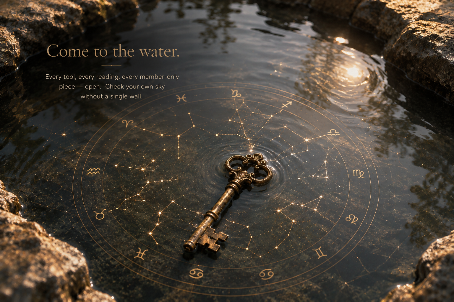 Come to the water -- every tool, every reading, every member-only piece, open